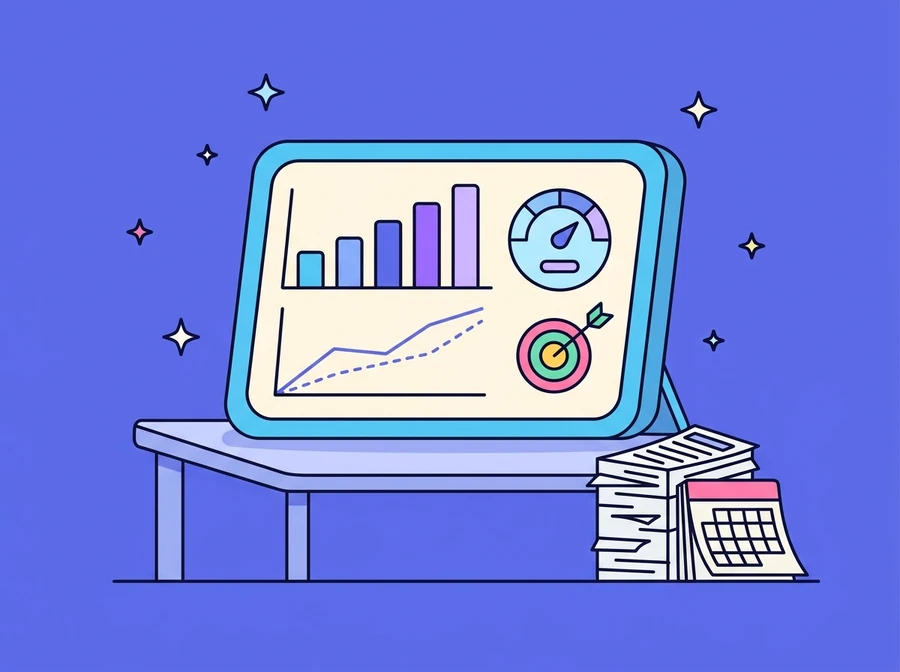 ภาพประกอบ A dashboard that sets the sales forecast beside actual daily sales