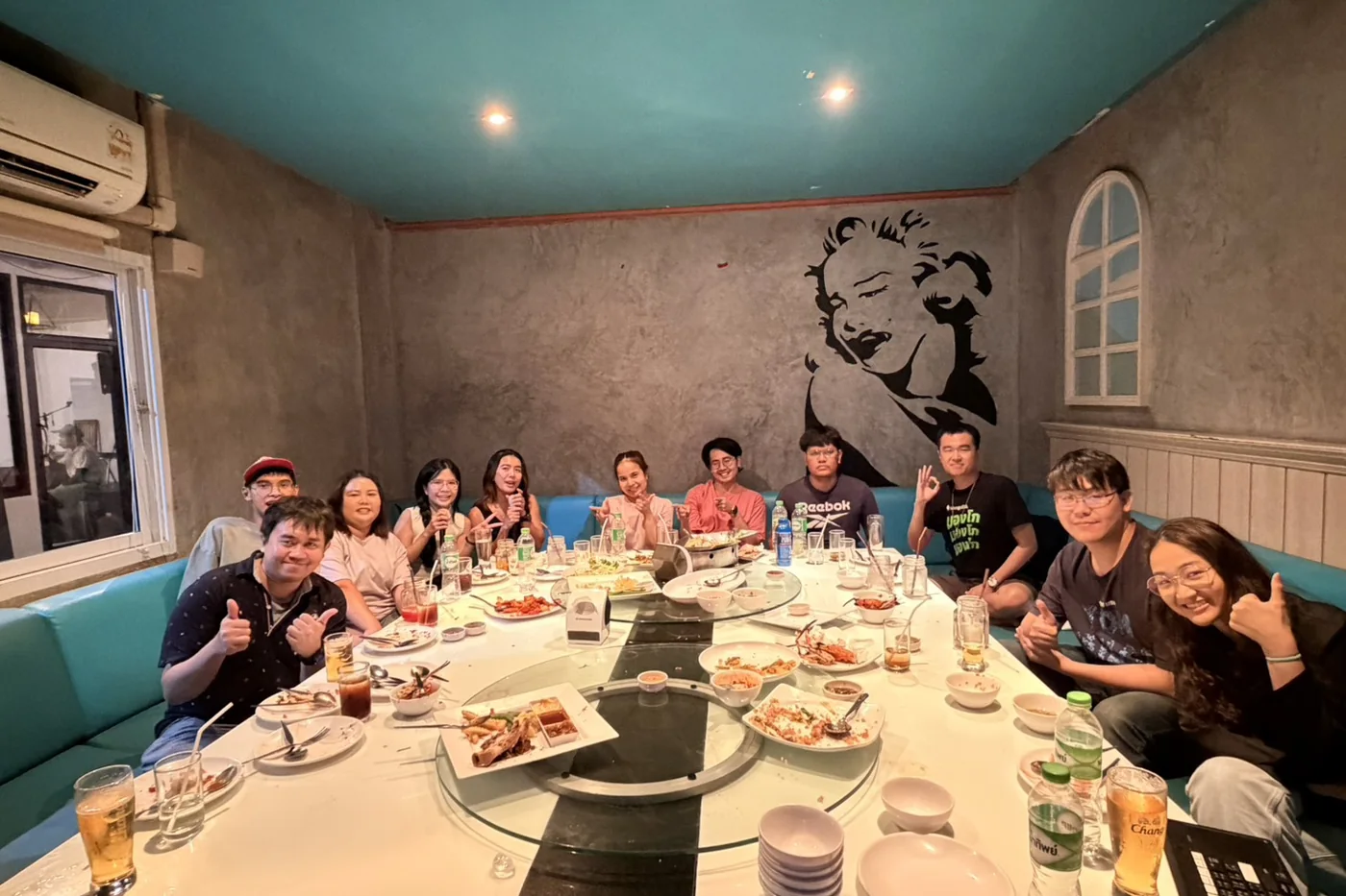 The ThinkVerse AI team at a team dinner